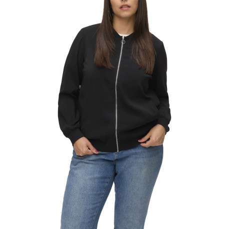 Blouson noir uni avec une fermeture zippée et une coupe droite - Image 2