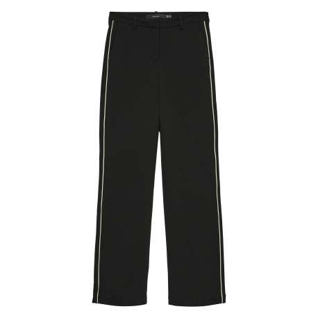 Pantalon chino noir uni avec une coupe bootcut et des passants pour ceinture