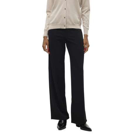 Pantalon chino noir uni avec une coupe bootcut et une fermeture zippée - Image 2