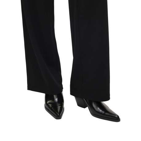 Pantalon chino noir uni avec une coupe bootcut et une fermeture zippée - Image 4
