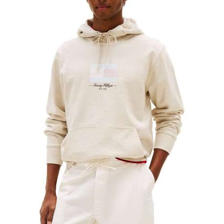 Sweat en coton écru avec un col à capuche et des manches longues - Image 2