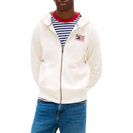 Sweat en coton écru avec un col à capuche et des manches longues - Image 2