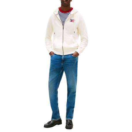 Sweat en coton écru avec un col à capuche et des manches longues - Image 4
