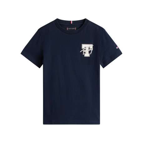 T-shirt en coton marine avec un col rond et des manches courtes