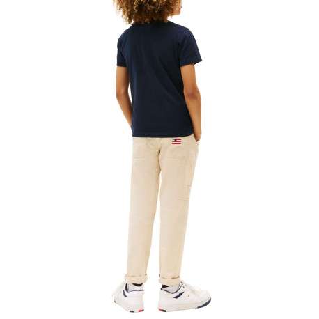 T-shirt en coton marine avec un col rond et des manches courtes - Image 3