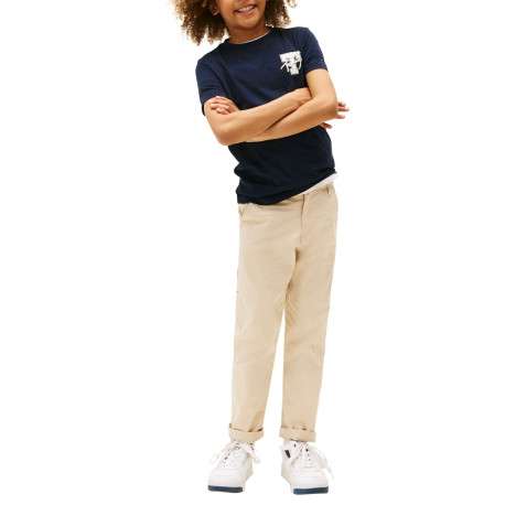 T-shirt en coton marine avec un col rond et des manches courtes - Image 4