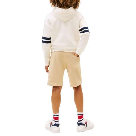 Sweat en coton écru uni pourvu d'un col à capuche et d'un imprimé oversize - Image 3