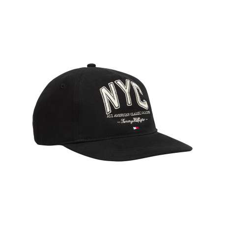 Casquette en coton noire ornée d'inscription brodées à l'avant