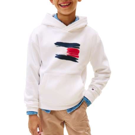 Sweat en coton blanc à imprimé fantaisie avec un col à capuche - Image 2
