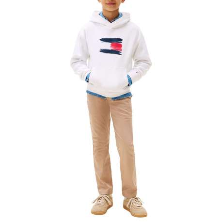 Sweat en coton blanc à imprimé fantaisie avec un col à capuche - Image 5