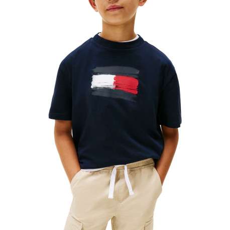 T-shirt en coton marine à imprimé fantaisie avec un col rond - Image 2