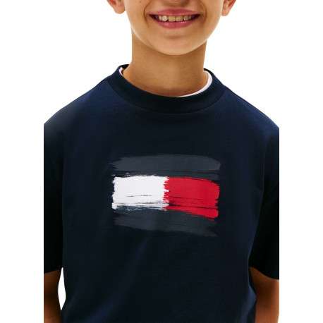 T-shirt en coton marine à imprimé fantaisie avec un col rond - Image 4