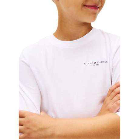 T-shirt en coton blanc uni à col rond avec des manches longues - Image 5
