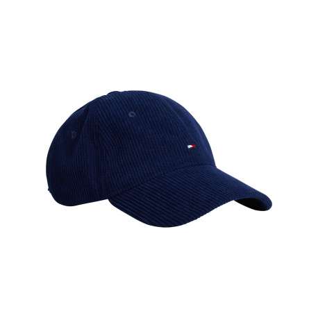 Casquette marine unie en velours côtelé avec logo de la marque
