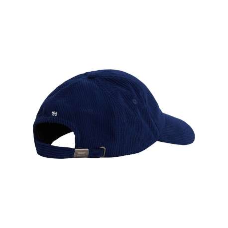 Casquette marine unie en velours côtelé avec logo de la marque - Image 3