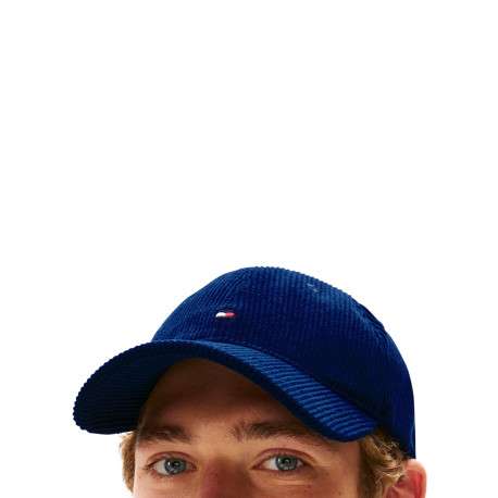 Casquette marine unie en velours côtelé avec logo de la marque - Image 4