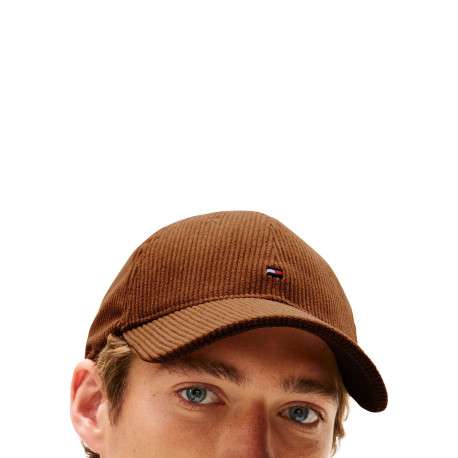 Casquette camel unie en velours côtelé avec logo de la marque - Image 4