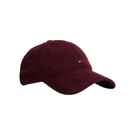 Casquette bordeaux unie en velours côtelé avec logo de la marque
