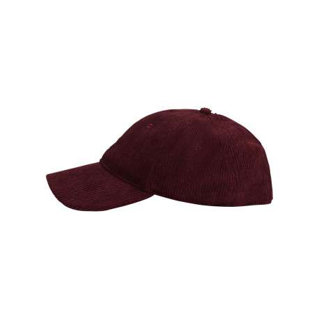 Casquette bordeaux unie en velours côtelé avec logo de la marque - Image 2