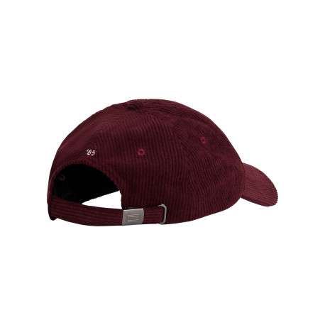 Casquette bordeaux unie en velours côtelé avec logo de la marque - Image 3