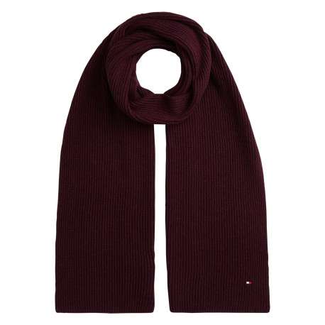 Écharpe bordeaux en coton et maille tricotée avec le logo de la marque