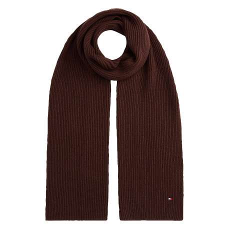 Écharpe marron en coton et maille tricotée avec le logo de la marque