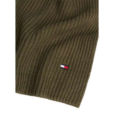 Écharpe kaki en coton et maille tricotée avec le logo de la marque - Image 2