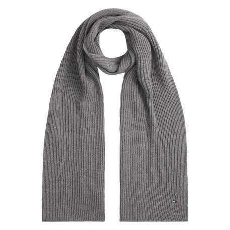Écharpe grise en coton et maille tricotée avec le logo de la marque