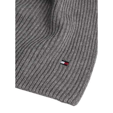 Écharpe grise en coton et maille tricotée avec le logo de la marque - Image 2