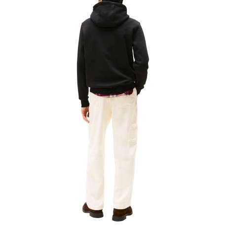 Sweat noir motif fantaisie pourvu d'un col à capuche avec cordons de serrage - Image 3