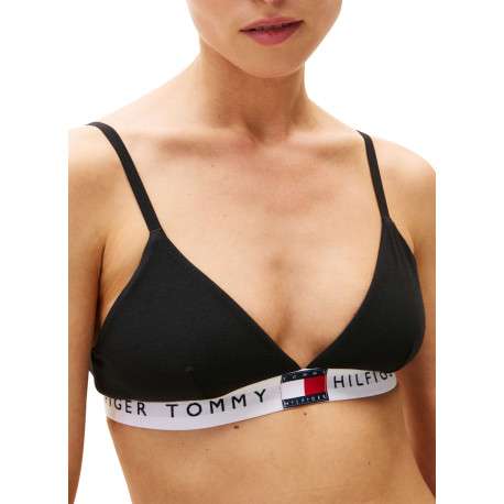 Soutien-gorge triangle sans armatures en coton noir uni - Image 2