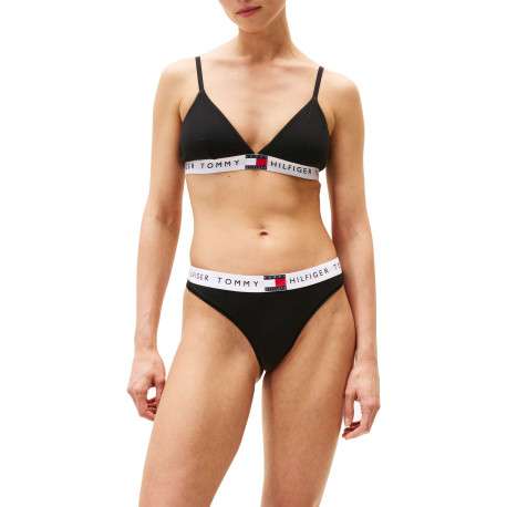 Soutien-gorge triangle sans armatures en coton noir uni - Image 4