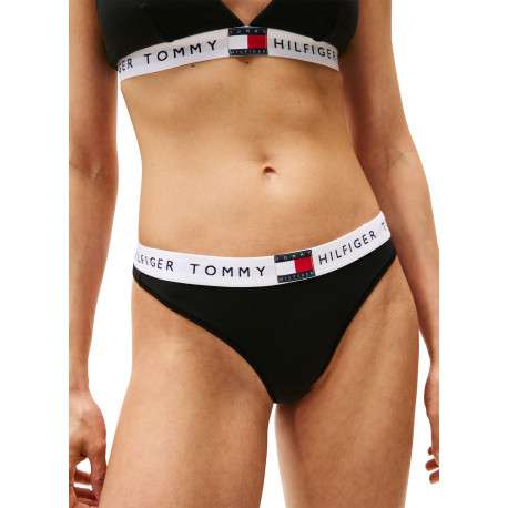 String en coton noir uni avec tour de taille élastiqué - Image 2