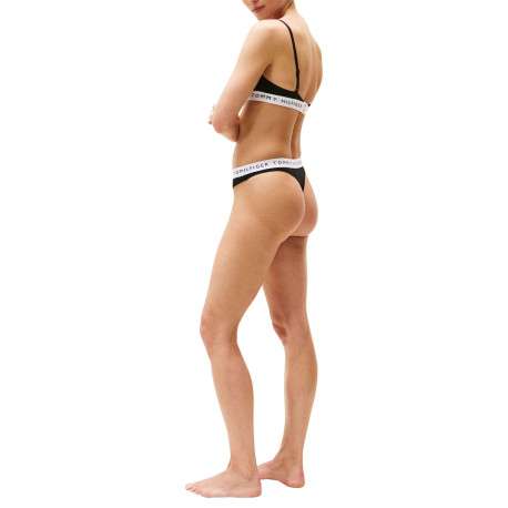 String en coton noir uni avec tour de taille élastiqué - Image 3