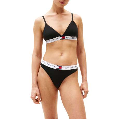 String en coton noir uni avec tour de taille élastiqué - Image 4