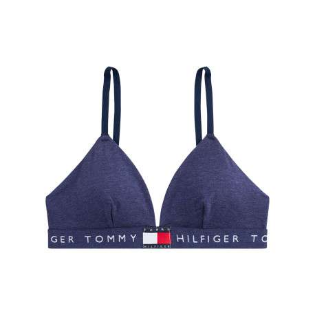Soutien-gorge triangle sans armatures en coton bleu uni