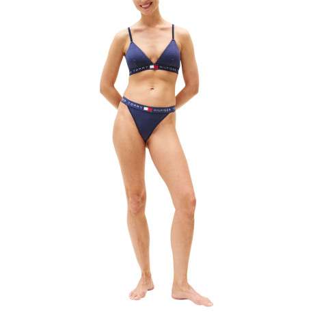 Soutien-gorge triangle sans armatures en coton bleu uni - Image 5