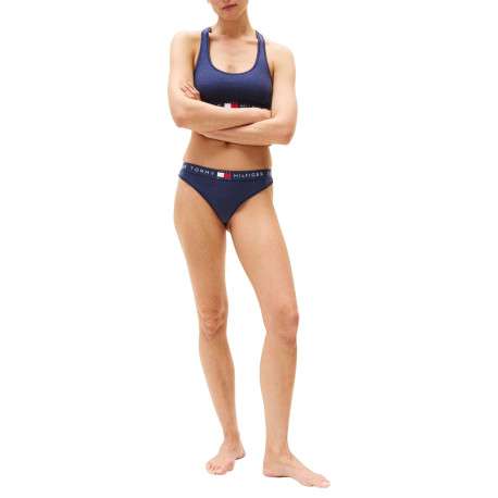String en coton bleu uni avec tour de taille élastiqué - Image 5