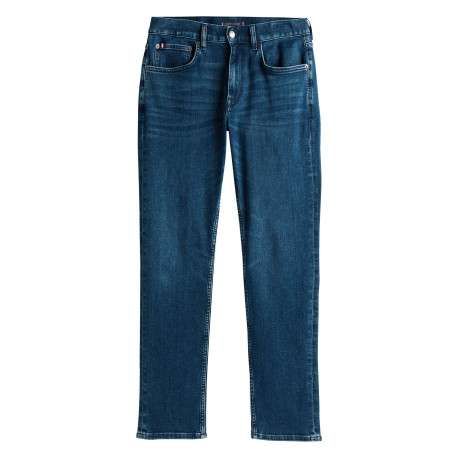 Jean Denton en coton indigo coupe droite avec un patch de la marque à l'arrière - Image 3
