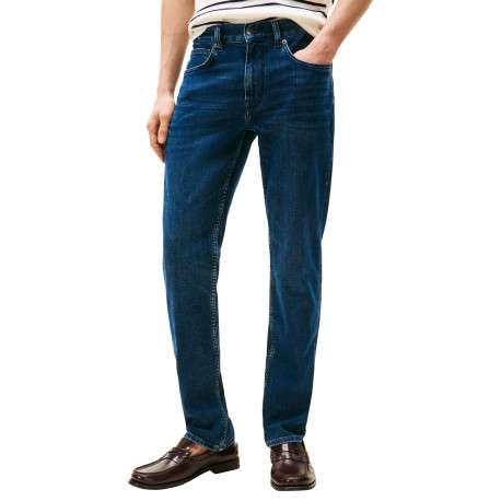 Jean Denton en coton indigo coupe droite avec un patch de la marque à l'arrière - Image 4