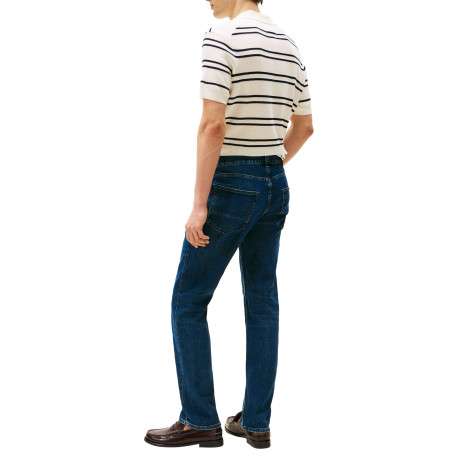 Jean Denton en coton indigo coupe droite avec un patch de la marque à l'arrière - Image 5