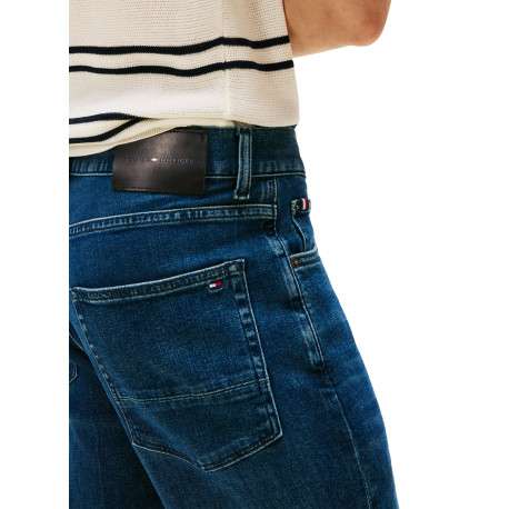 Jean Denton en coton indigo coupe droite avec un patch de la marque à l'arrière - Image 6