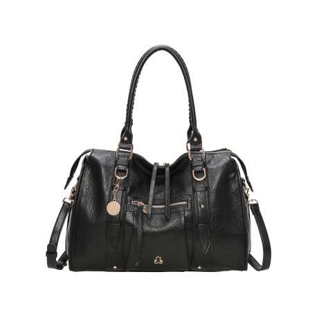 Sac porté épaule noir avec une bandoulière amovible et fermeture à glissière