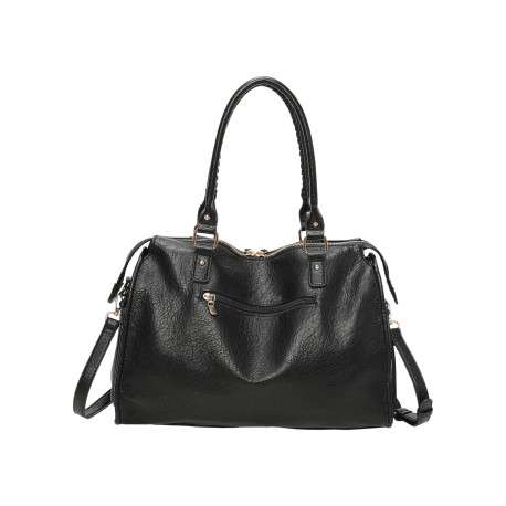Sac porté épaule noir avec une bandoulière amovible et fermeture à glissière - Image 3