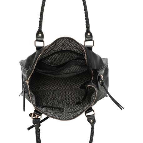Sac porté épaule noir avec une bandoulière amovible et fermeture à glissière - Image 4
