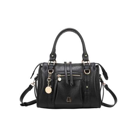 Sac porté épaule noir avec une bandoulière amovible et fermeture à glissière