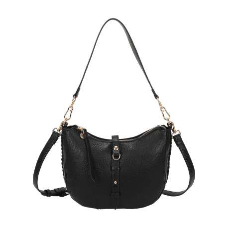 Sac noir forme banane à bandoulière amovible avec fermeture à glissière