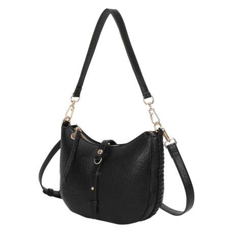 Sac noir forme banane à bandoulière amovible avec fermeture à glissière - Image 2