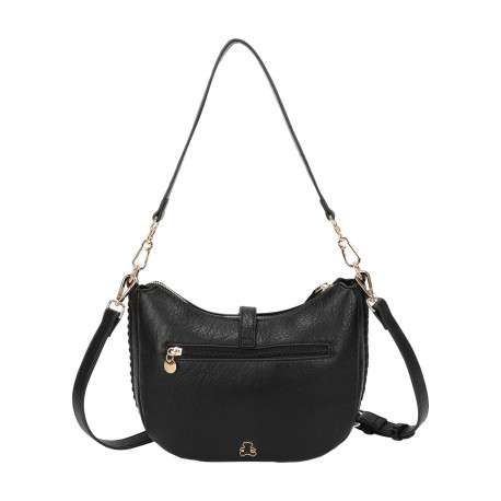 Sac noir forme banane à bandoulière amovible avec fermeture à glissière - Image 3