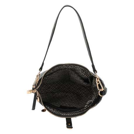 Sac noir forme banane à bandoulière amovible avec fermeture à glissière - Image 4